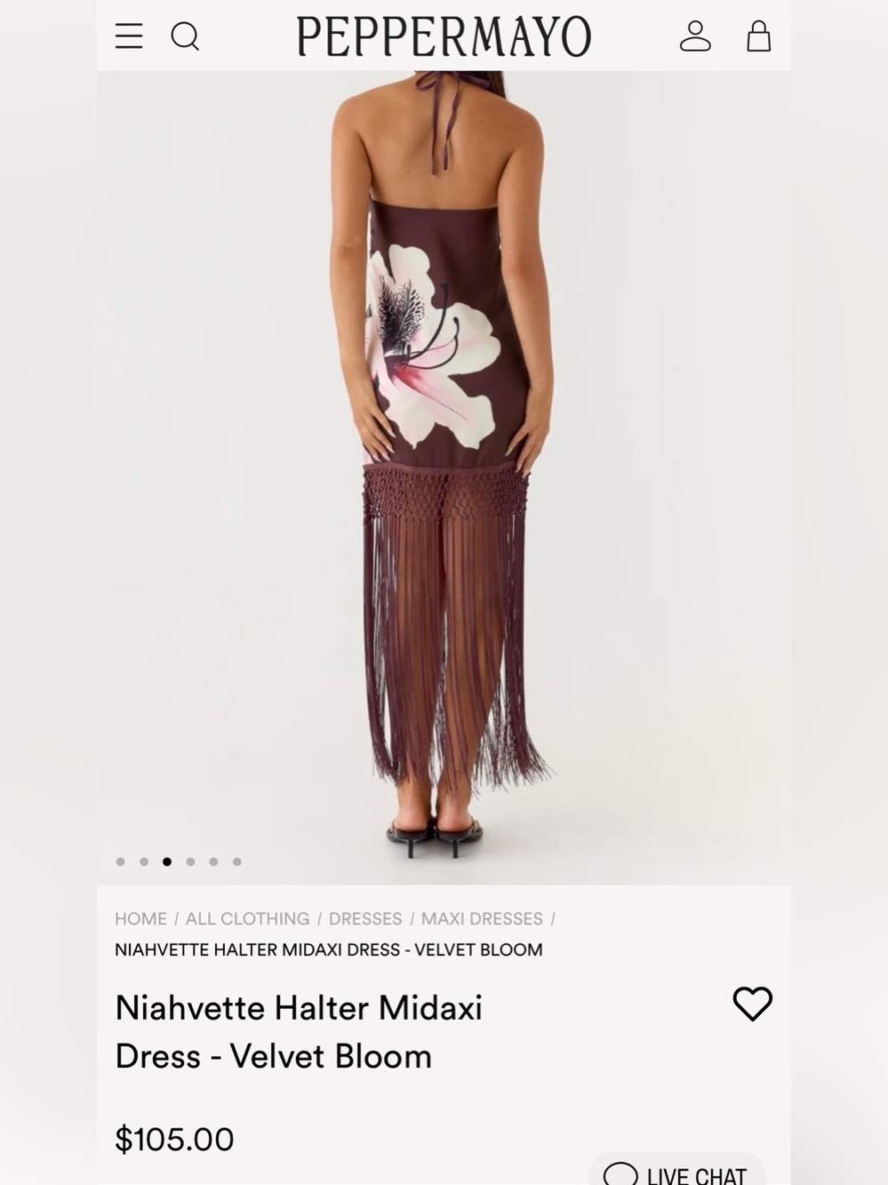 Peppermayo Niahvette Halter Midaxi
Dress - Velvet Bloom Size 6 - Picture 4 of 5